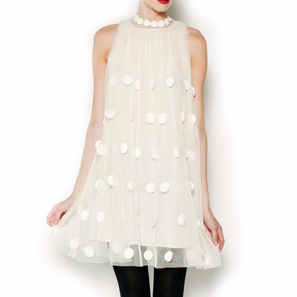 Gracia Dresses & Skirts - GRACIA White Sleeveless Dot Sheer Dress NWT